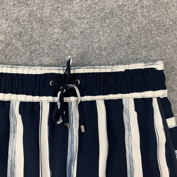 Moods Of Norway Skirt Womens 36 US 4 Navy Curved Hem Striped Drawstring Lined - Picture 3 of 11